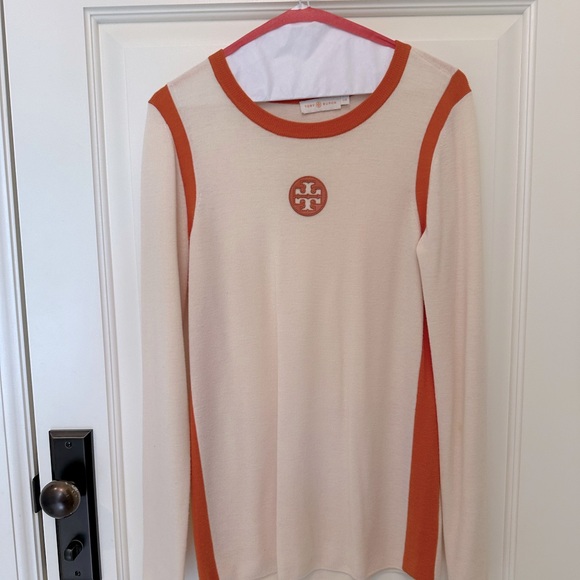 Tory Burch Sweaters - Tory Burch 100% Merino Wool in Cream with orange details US L